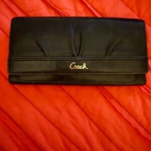 Coach Black Leather wallet with Gold Accent